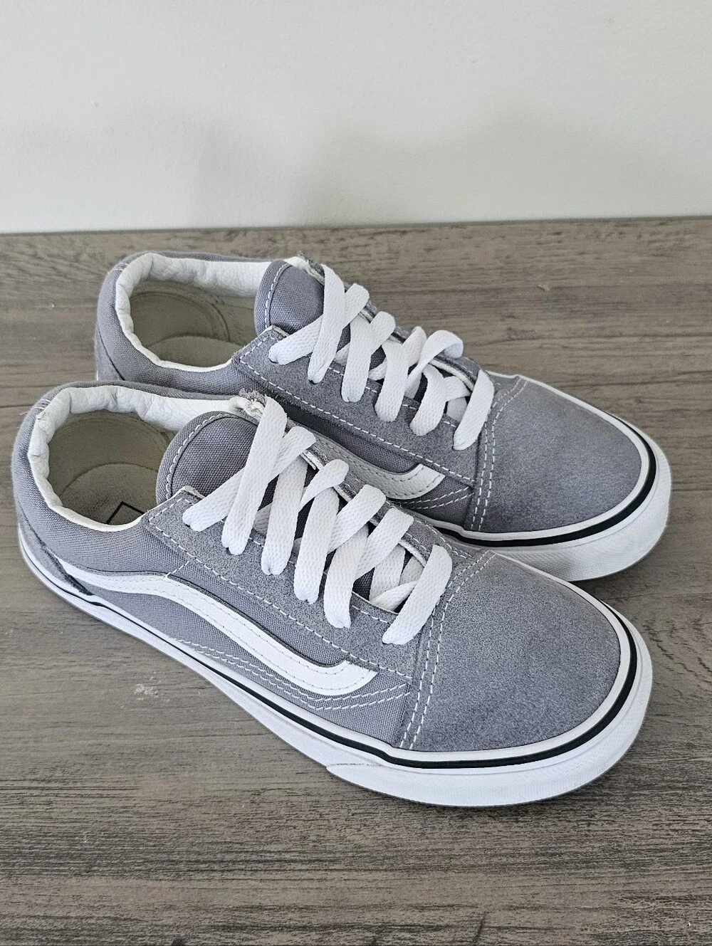 Vans Old Skool Shoe Pewter Grey Kids Size 3 Boy Girl